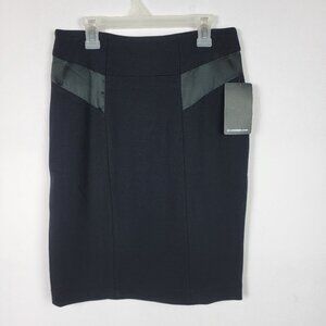 CC Couture Black Pencil Mini Skirt  Zip-Back Lined Viscose Nylon Spandex Size S